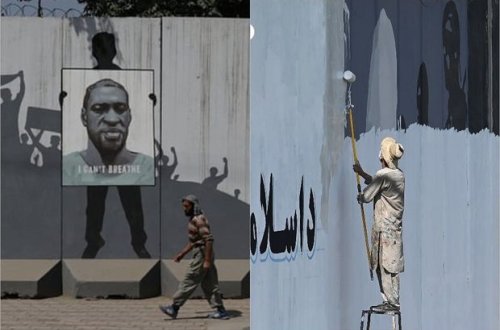 Taliblər Kabildə Corc Floydun qraffitisini boya ilə siliblər - FOTO/VİDEO