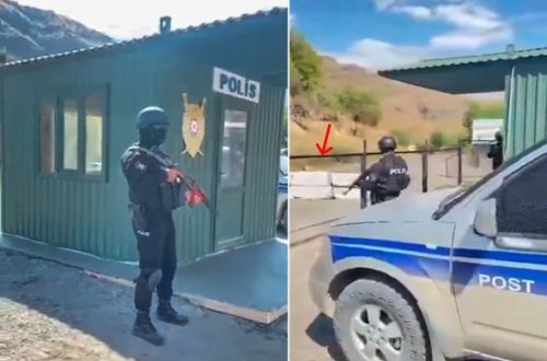 Азербайджанская полиция несет службу на дороге Горус-Гафан - ВИДЕО