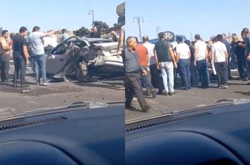 Bakıda baş verən ağır qəzanın görüntüləri - VİDEO