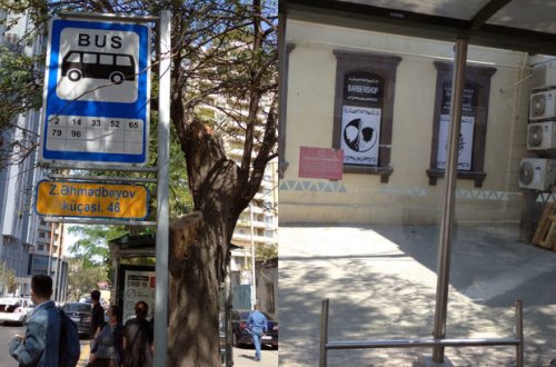 В Баку с автобусной остановки исчезло сиденье скамейки - ФОТО