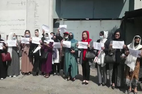 Kabildə qadınlar etiraz aksiyası keçiriblər -VIDEO