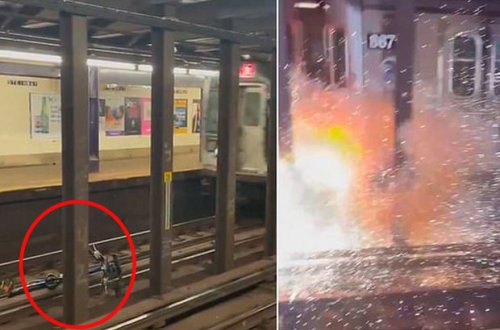 Metroda relslərin üzərinə atılan velosiped partlayışla nəticələndi - VİDEO