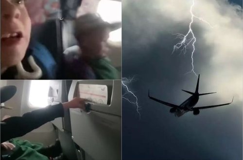 İldırım vuran təyyarədə qorxu dolu anlar - VİDEO
