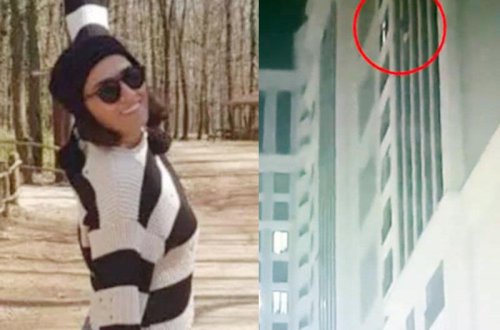 Səkkizinci mərtəbədən çılpaq şəkildə yerə düşən qızın son görüntüləri - VİDEO