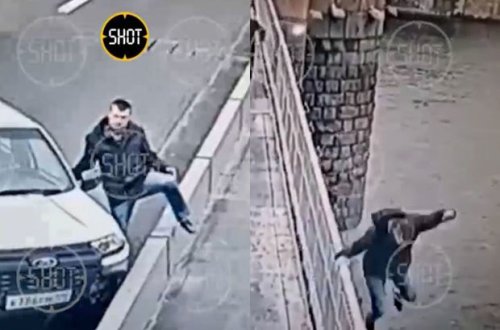 Qəsdən qəza törətmək istəyən sürücü daha sonra özünü çaya atıb intihar etdi - VİDEO