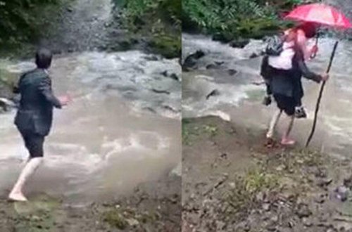 Azərbaycanda ata övladını hər gün bu vəziyyətdə məktəbə aparır - VİDEO