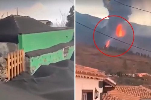 Kəndin evləri vulkan külünün altında qaldı - VİDEO