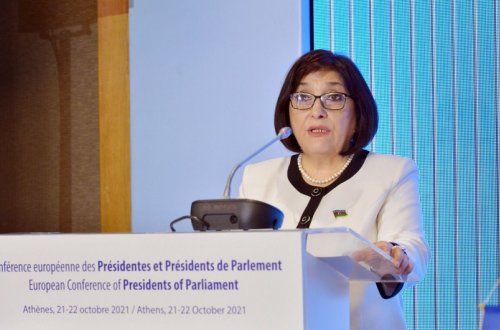Sahibə Qafarova parlament sədrlərinin Avropa Konfransında çıxış edib