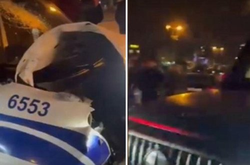 Bakıda “Gelandewagen”lə PPX avtomobili toqquşub, polis əməkdaşı yaralanıb - VİDEO