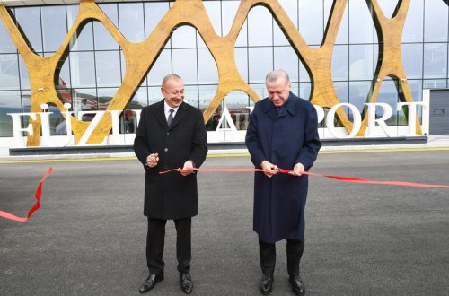 Azərbaycan və Türkiyə prezidentləri Füzuli Beynəlxalq Hava Limanının açılışında iştirak ediblər- YENİLƏNİB