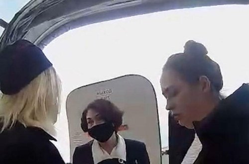 Təyyarədə sərnişin stüardessanı dişlədi - VİDEO