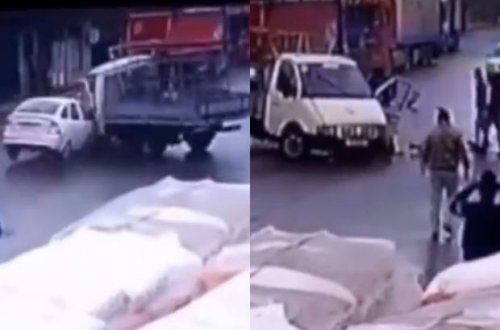 İmişlidə dəhşətli qəza: Zərbədən sürücü avtomobildən çıxıb yola düşdü - ANBAAN VİDEO