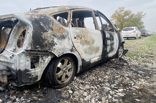 Tərtərdə maşın yandı, sürücü xəsarət aldı - Fotolar