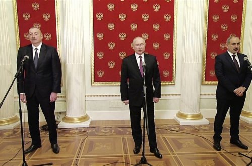 Лидеры Азербайджана, России и Армении выступили с заявлением для прессы