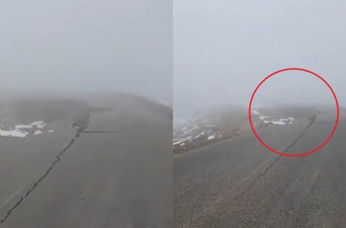 Qubada Susay-Xınalıq avtomobil yolu çöküb - VİDEO