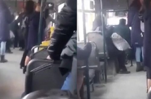 Bakıda KamAZ sürücüsü avtobusun yolunu kəsib sürücünü yumruqladı - ANBAAN VİDEO