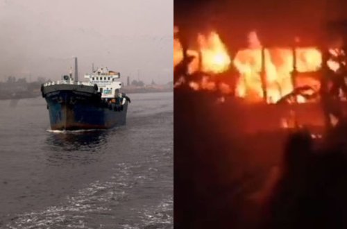 Banqladeşdə göyərtəsində min nəfər olan gəmidə yanğın baş verib: Onlarla ölən var - FOTO