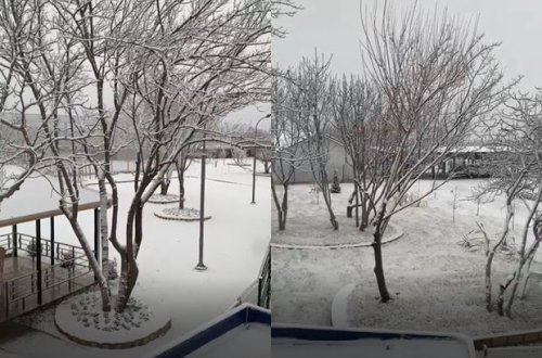 В Агдаме выпал первый в этом году снег - ВИДЕО