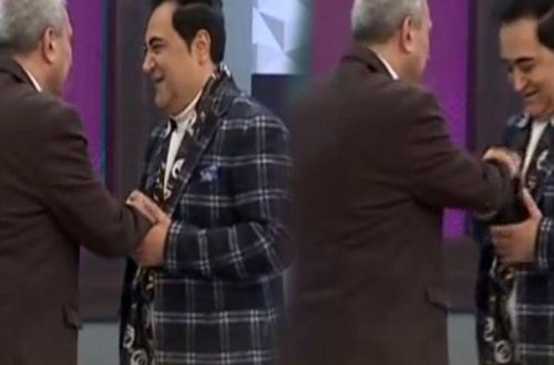 Əməkdar artist efirdə Elgizin cibinə pul qoydu - VİDEO