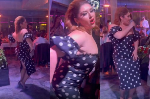 Nərmin Kərimbəyova sinə dekolteli geyimi ilə “alovlu” rəqs etdi - VİDEO
