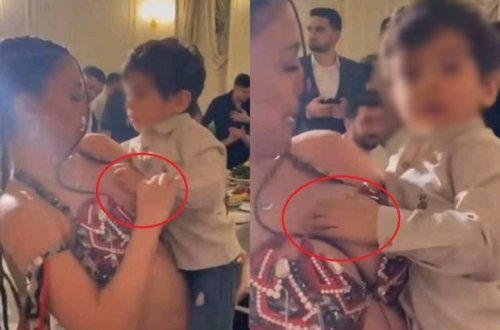 Rəqqasə Renkadan əxlaqa sığmayan hərəkət: Sinəsini azyaşlıya sığallatdırdı - VİDEO