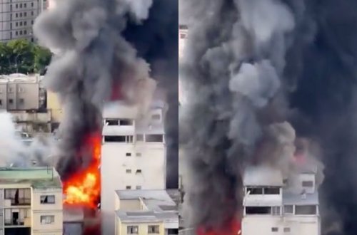 Ticarət mərkəzində başlayan yanğın qısa müddət ərzində bütün yaşayış binasını bürüdü – VİDEO