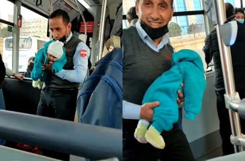 Bakıda avtobusda maraqlı anlar: Sürücü ağlayan körpəni sakitləşdirdi - VİDEO