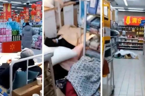 Китайцев заперли в супермаркете из-за COVID-19 - ВИДЕО