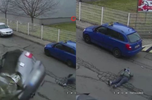 Havada çevrilən avtomobil piyadaya çırpıldı – ANBAAN VİDEO