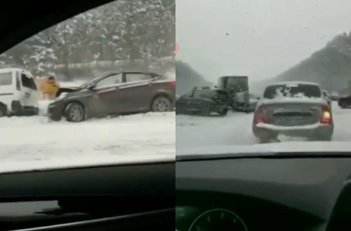 Rusiyada 20-dən çox avtomobilin iştirakı ilə yol nəqliyyat hadisəsi baş verib - VİDEO