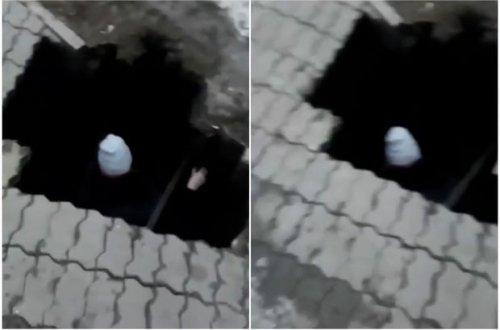 Rusiyada yer yarıldı: Qadın dəmir boruların üzərinə düşdü - VİDEO