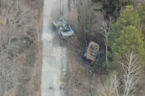 Rusiya ordusuna məxsus hərbi kolon məhv edildi - VİDEO