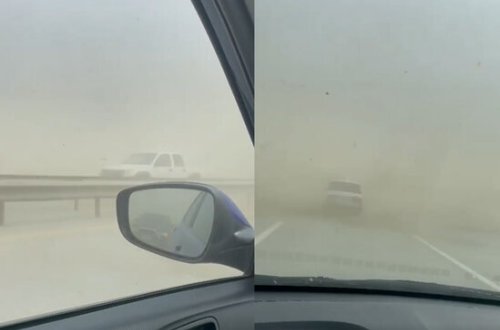 Bakı-Ələt yolunda toz fırtınası - VİDEO