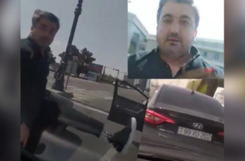 Əlil sürücü jurnalist xanımın qarşısını kəsib təhqir etdi: 