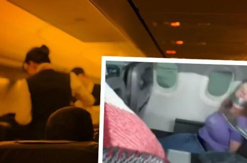 DÜNYA ŞOKDA: Sərnişini lentlə bağladı