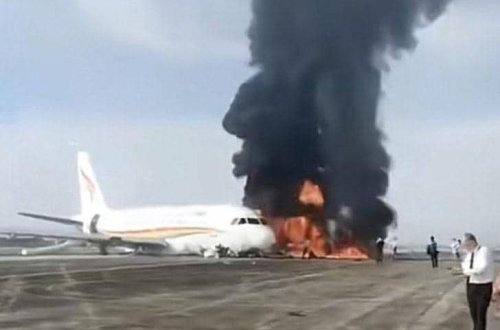 122 nəfərin olduğu təyyarə yandı