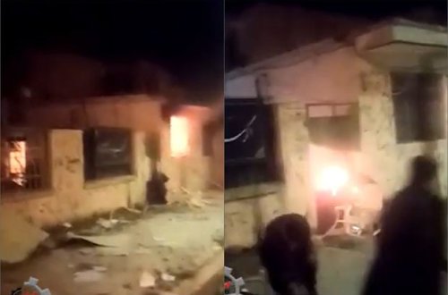 İranda narazı xalq “Bəsic” qüvvələrinin bazasını yandırdı - VİDEO