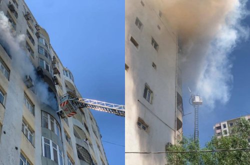 Bakıda çoxmərtəbəli yaşayış binasındakı yanğın söndürüldü - YENİLƏNİB + VİDEO