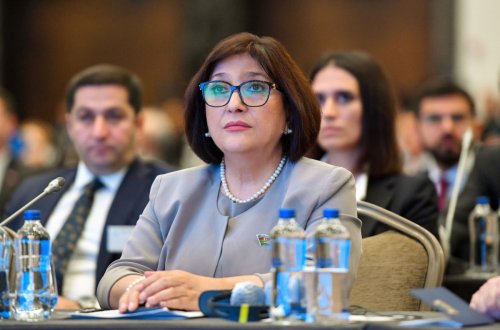 Sahibə Qafarova Qlobal Parlament Konfransında azad olunmuş ərazilərdə quruculuq işlərindən danışıb