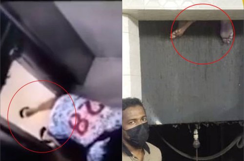 Nasaz liftə görə ayaqsız qalmaqdan son anda xilas oldu - VİDEO