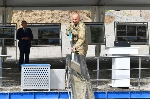 Dövlət başçısı Kəlbəcərdə İstisu sanatoriyasının təməlini qoyub - YENİLƏNİB + FOTO