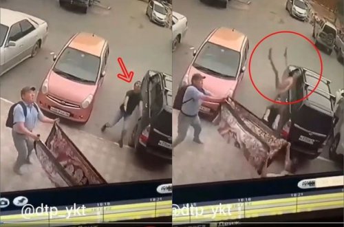 12-ci mərtəbədən yıxılan uşağı havada tutan kişinin qolları sındı - VİDEO