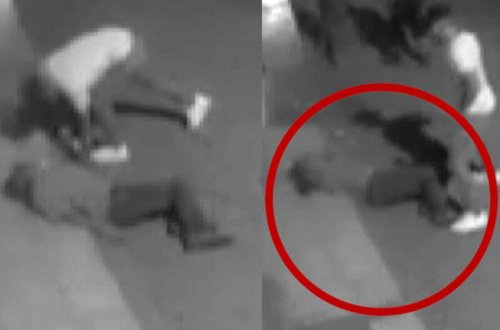 Bir yumruqla yerə sərdi - VİDEO