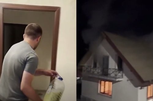 Laçını tərk edən daha bir erməni evini yandırdı - Video