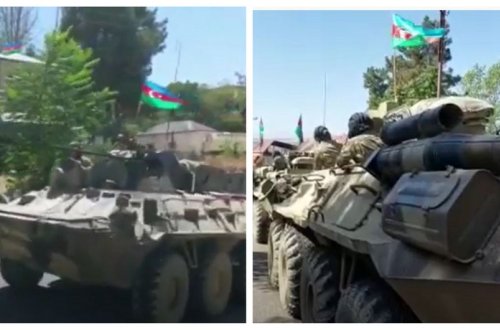Azərbaycan Ordusunun Laçın şəhərinə daxil olmasını əks etdirən görüntülər yayılıb - VİDEO