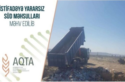AQTA istifadəyə yararsız 35 tona yaxın süd məhsulunu məhv edib