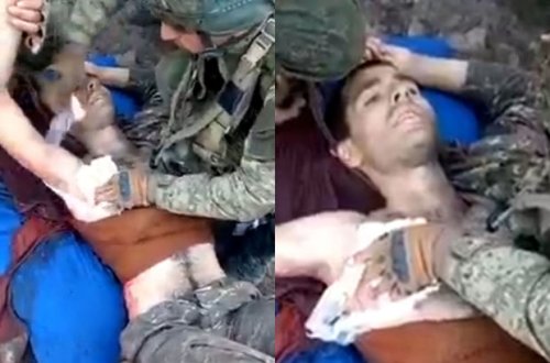 Azərbaycan hərbçiləri yaralı erməni əsgərinə ilkin tibbi yardım göstəriblər - VİDEO