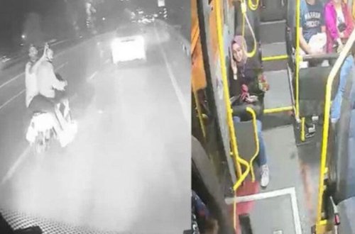 Yol vermək üstündə sərnişin avtobusunu atəşə tutdular - VİDEO