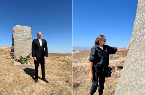 İlham Əliyev və Mehriban Əliyeva Qaraxanbəylidə Anım Gününə həsr olunmuş xatirə lövhəsini ziyarət ediblər - YENİLƏNİB