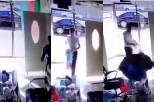 Azərbaycan bayrağına qarşı hörmətsizlik: Qoparıb kənara atdı - VİDEO